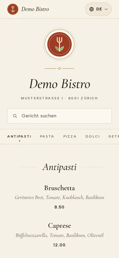 Elegant — QR menu themes