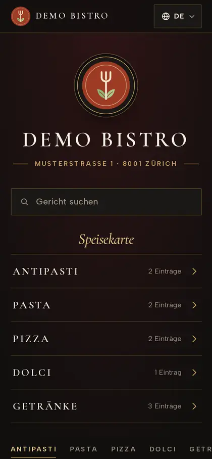 Steakhouse — QR menu themes